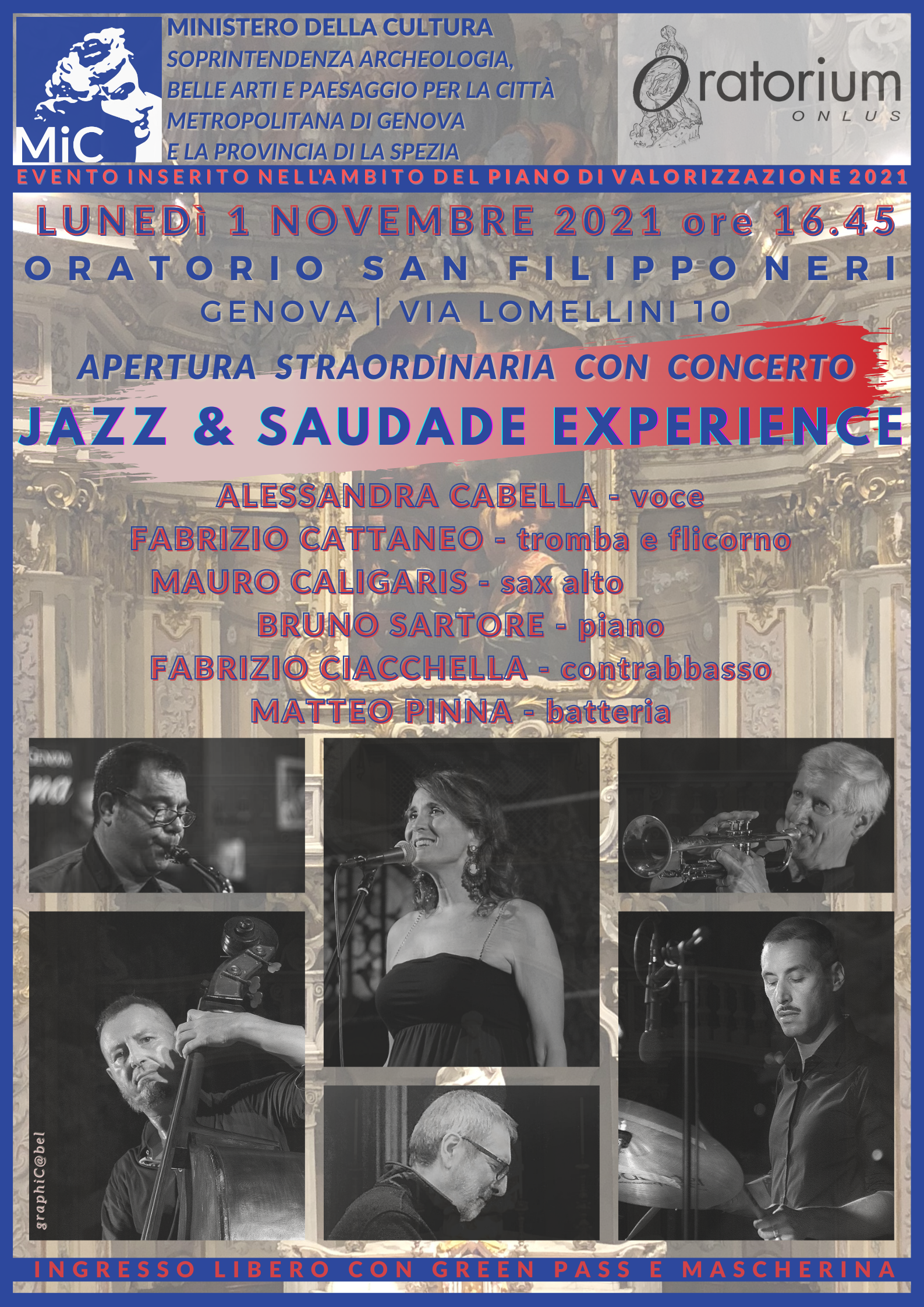 Oratorio di San Filippo Neri, Genova – Apertura straordinaria con concerto Jazz&Saudade Experience